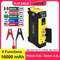 GKFLY 16000mAh Car Jump Starter Power Bank Car Battery Booster Charger 12V Starting Device Petrol Diesel Car Starter Buster