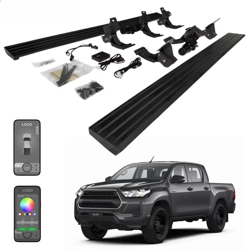

2020 2023 2024 Hilux Revo Vigo Double Cab Modern Off Road Automatic Running Boards Electric Side Steps with Lights