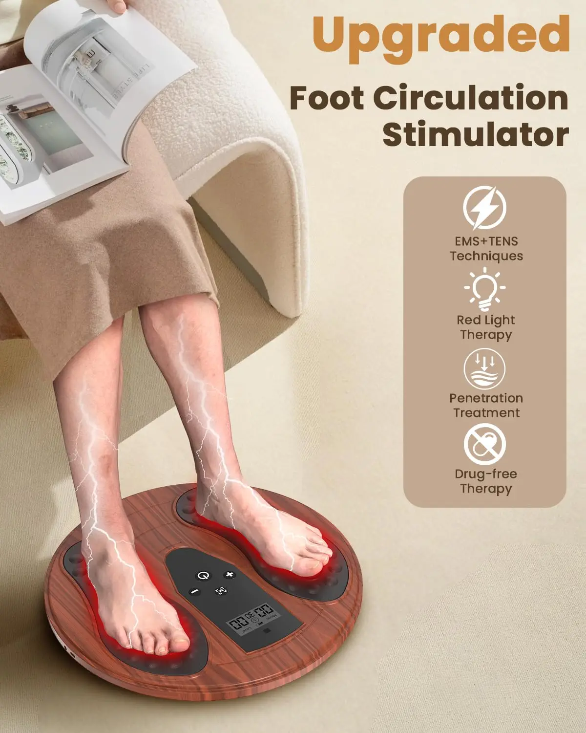 Infrared EMS Foot Massager Blood Flow Booster for Feet & Ankles, Arthritis & Plantar Fasciitis Relief, Factory Direct