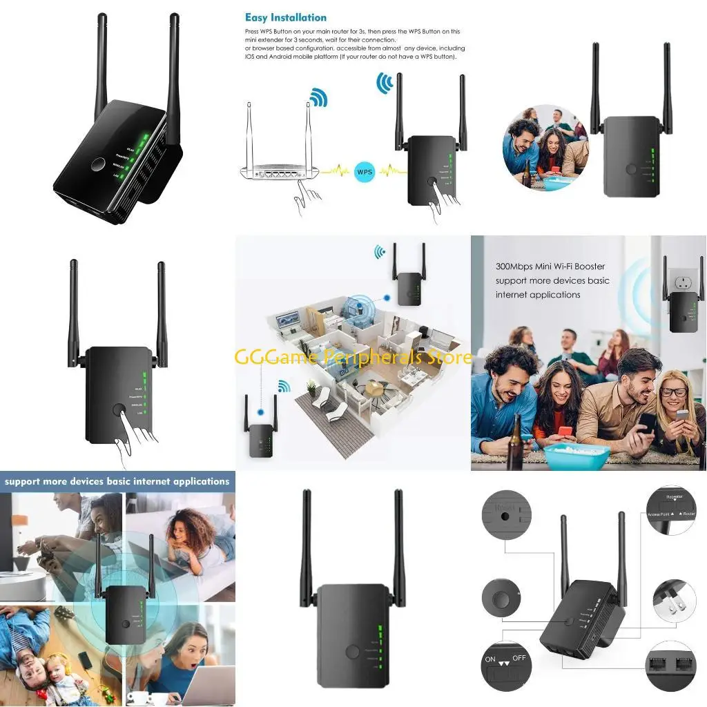 

U55B 2.4GHZ 300Mbps Wifi Extenders Wifi Repeater 2x5dBi External Antenna Through Wall