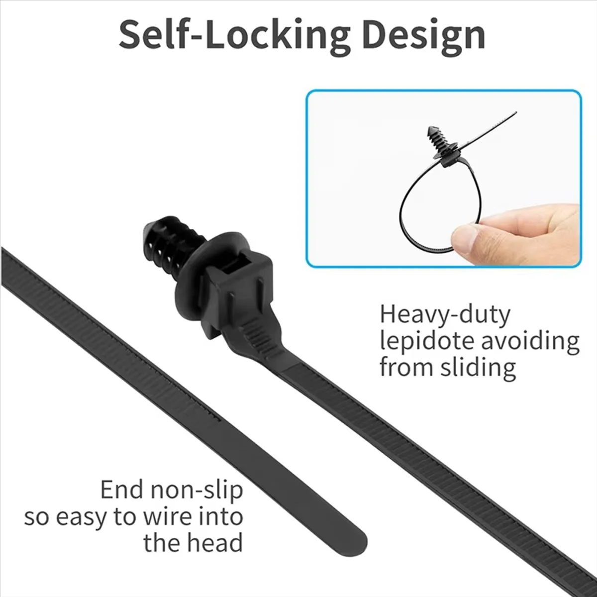 PINMOAP Nylon Black Car Auto Cable Strap Push Mount Wire Tie Retainer Clip Clamp Automotive Cable Tie Car Cable Fastening Ties