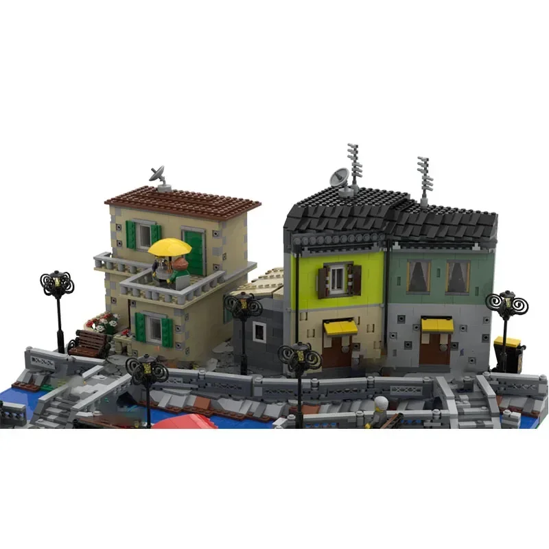 Popular modelo de vista de rua moc tijolos de construção água retro cidade tecnologia modular presentes feriado montar crianças brinquedos terno