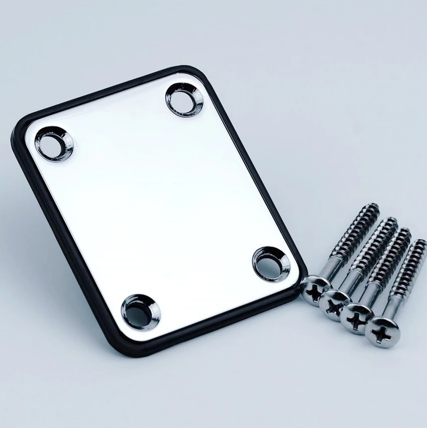 Guyker Guitar Neck Plate 4-Bolt Iron Electric Guitar Bass Neck Joint Plate with Plastic Back Plate