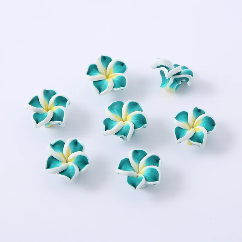 10pcs/lot 15mm Small Clay Plumeria Frangipani Flower Beads Multicolor Mixed Diy Bracelet Hawaii Jewelry Craft Making Accessories