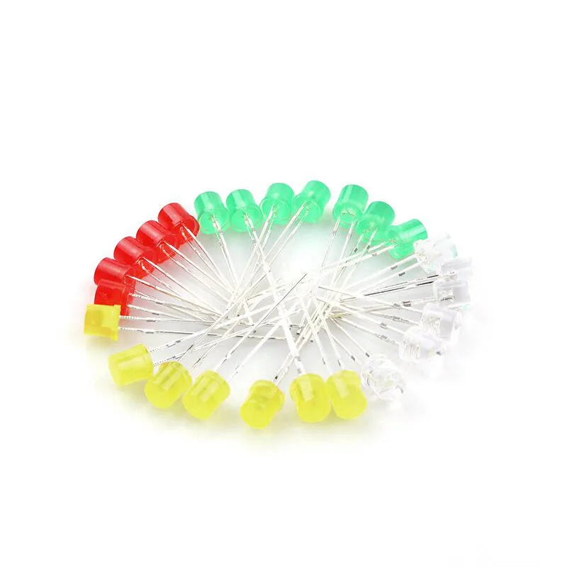 20 stücke 5Mm Flach Kopf Led Rot Blau Gelb Grün Short Fuß Plain Grün F5 Led Display Rohr hohe Qualität Lange Lebensdauer