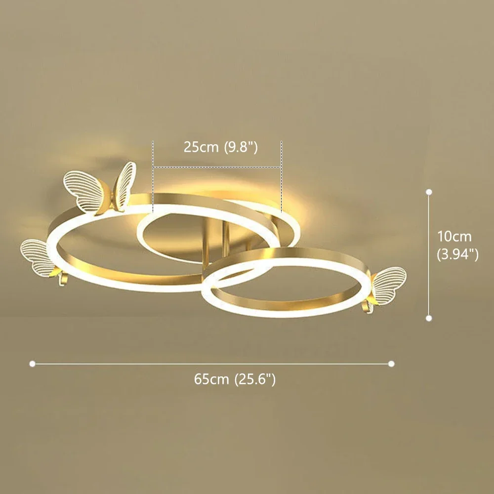 ضوء سقف حديث على شكل فراشة نوردية ، حماية للعين ، ثريا ذهبية ، حلقتان ، 3 حلقات ، ديكور غرفة أطفال ، غرفة نوم ، فاخرة ، جديدة