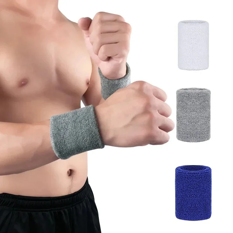 2-6pcs pairs Breathable Sweat Absorbent Cotton Wrist Sweatbands For Tennis Football Basketball Running Gym