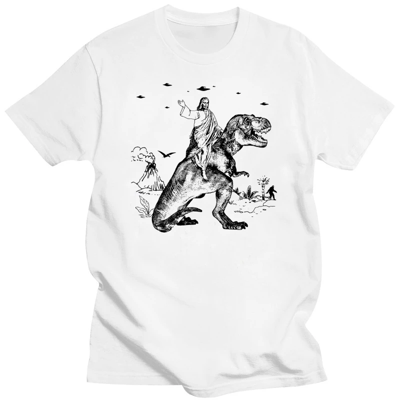 Jesus T Rex T Shirt Dinosaur Atheist Darwin Aliens Vintage Funny Cool Tee 3