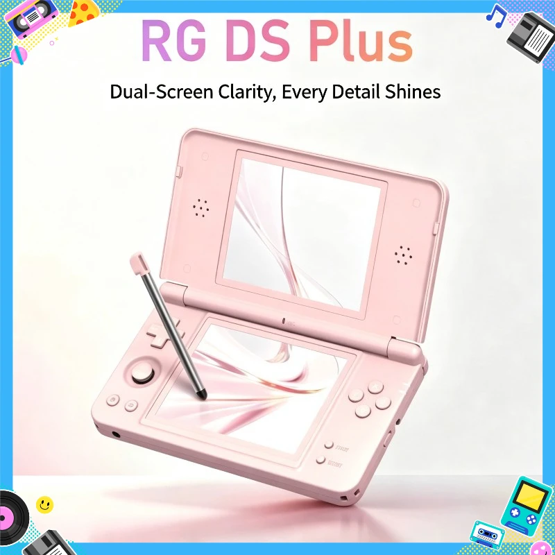 جهاز ألعاب RG DS Plus بشاشة مزدوجة، يعمل بنظام Linux، بشاشة IPS مقاس 4.3 بوصة بدقة 1024×768، وبطارية 4000 مللي أمبير، محمول باليد مع بلوتوث وواي فاي للبث
