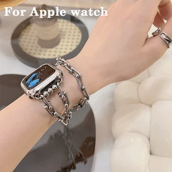 Lady Strap for Apple Watch Ultra Band 49mm 45mm/41mm 42/44/40mm Luxury Metal Woman Watchband Iwatch Series 8 7 SE 6 5 4 Bracelet