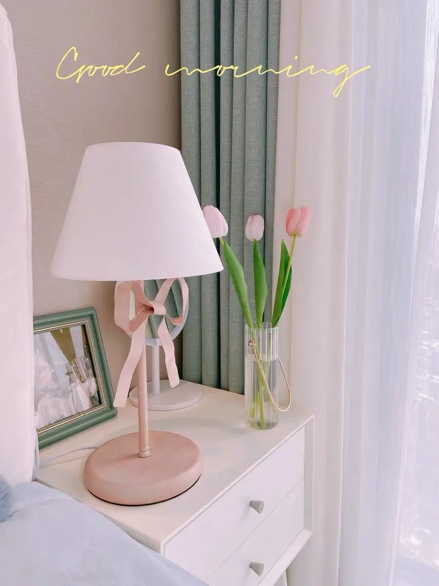 Princess Room Floor Lamp Girl Bow Room Bedroom Bedhead Standing Table Lamp