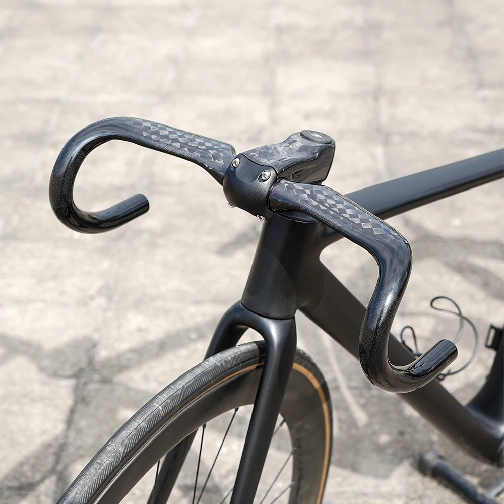 TOSEEK 8K Glänzender Rennrad-Carbonlenker 380/400/420/440mm mit interner Kabelführung, Fahrradlenker, Fahrradzubehör – Detail 14
