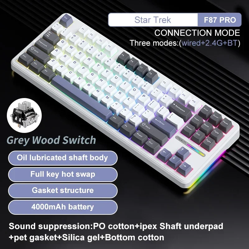AULA Bluetooth Mechanical Keyboard F65/F75/F87pro/F99Pro/F108pro RGB Hot-Swap Gasket Tri Mode Wireless Customized Games Keyboard