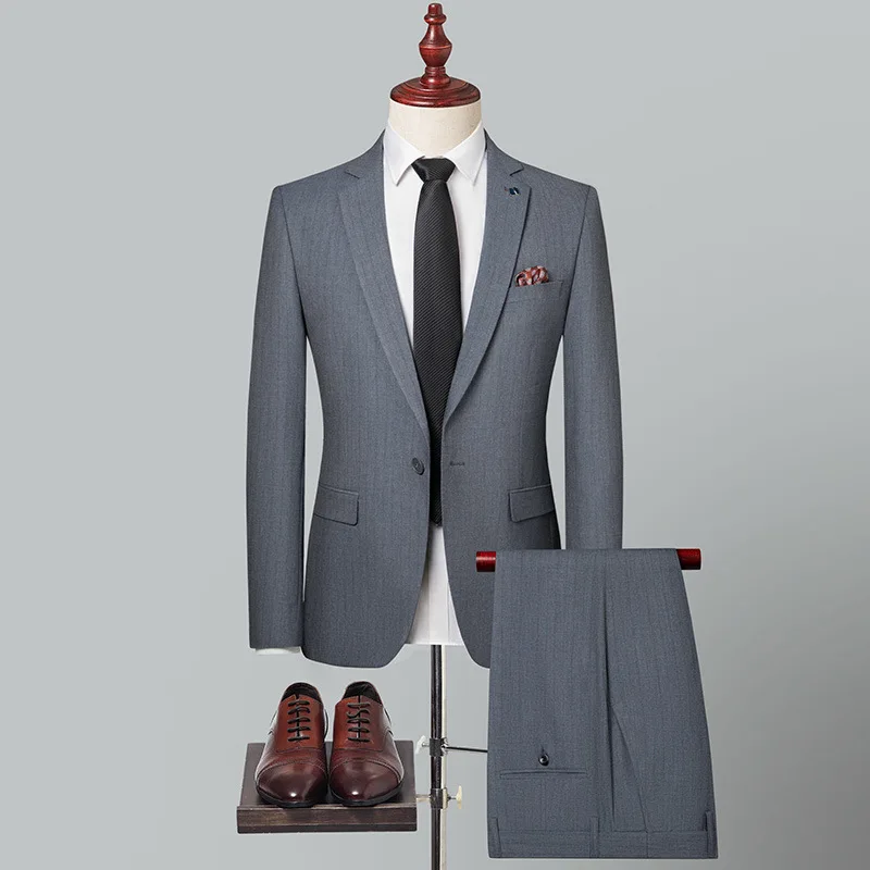 

Мужской костюм KIDWHXR: модный полосатый однобортный пиджак с длинным рукавом и брюки прямого кроя, комплект из 2 предметов для свадьбы/жениха