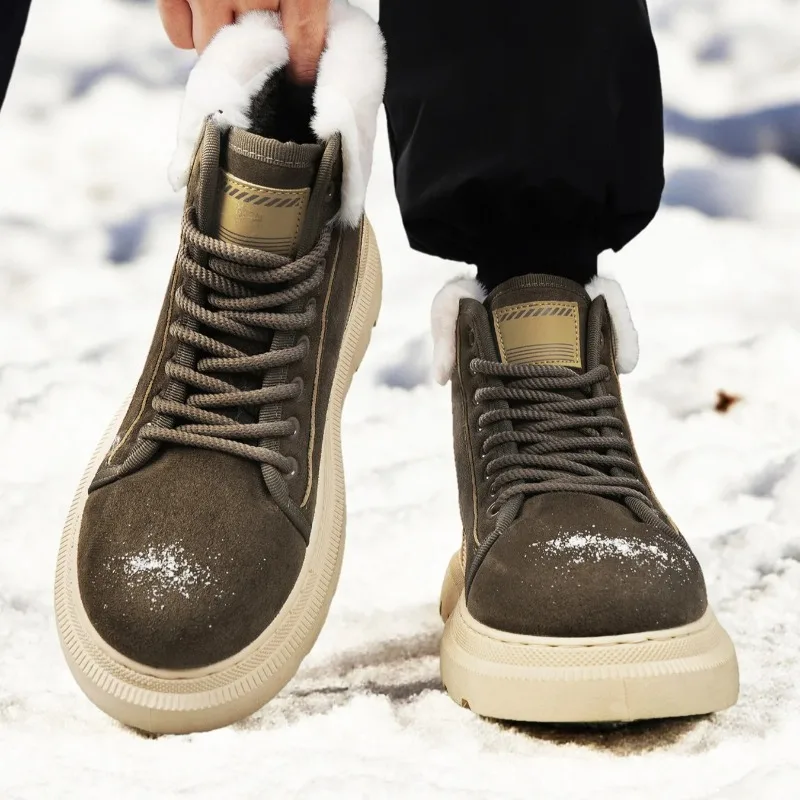 عالية الجودة رجالي الشتاء المخملية أحذية عالية الجودة مقاومة للاهتراء المضادة للانزلاق الباردة والدليل على الثلوج الأحذية موضة أحذية السفر في الهواء الطلق بوتاس