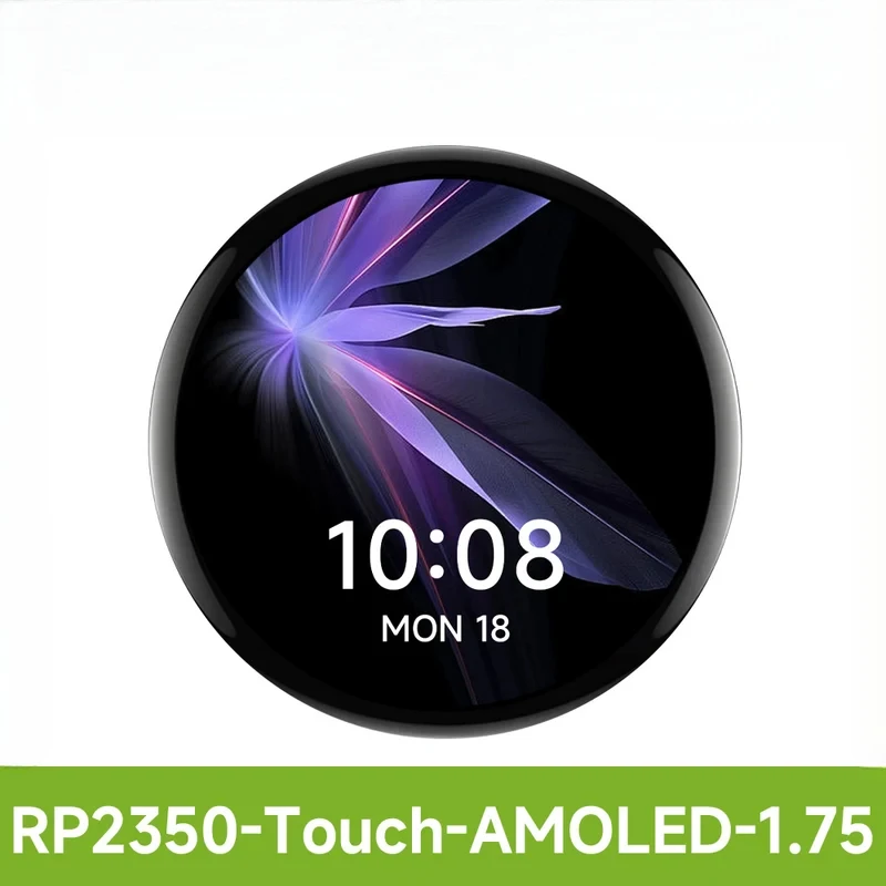 RP2350 1.75inch AMOLED Display Development Board 466*466 Resolution 65K Color Dual-Core & Dual-Architecture, Onboard Accelerome