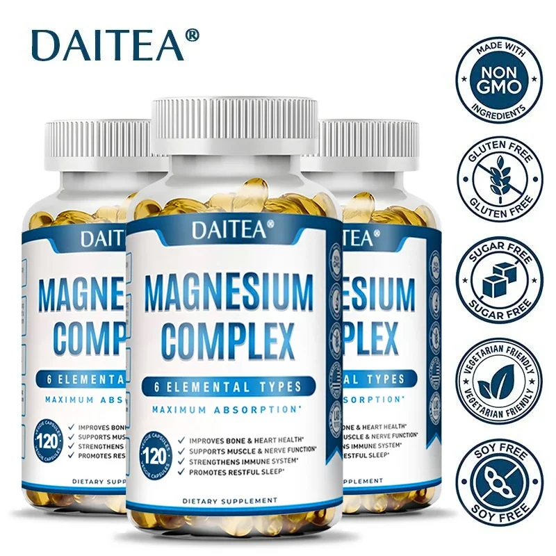 Magnesium Complex Capsules - Muscle and Cardiovascular Health Supplement, Sleep, Stress and Anxiety Formula