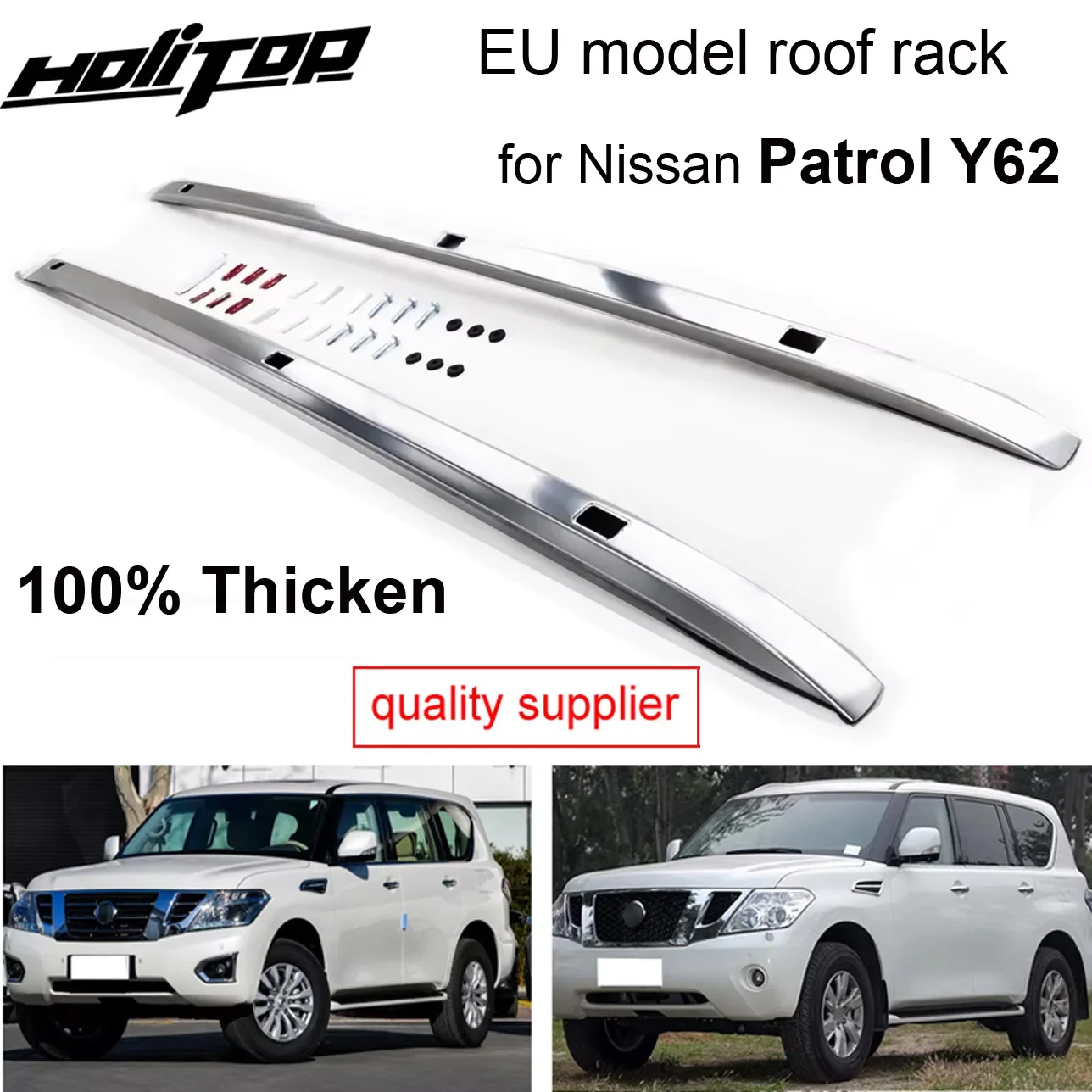 EU roof rack roof rail luggage roof bar for Nissan Patrol Y62 NISMO 2010-2019,free drill hole, Thicken design,guarantee quality