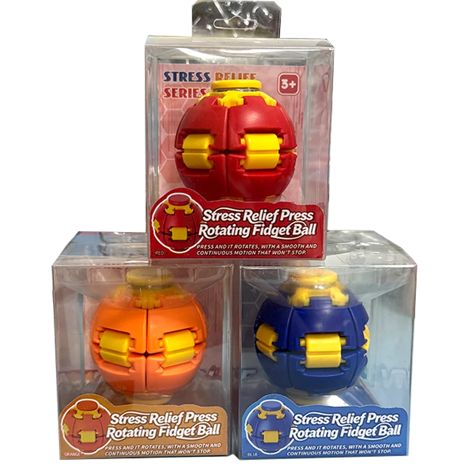 1-3pcs Color 3D Pinching Relaxation Stress Relief Ball Pressing Rotating Dual Play Fingertip Gyroscope Portable Soothing