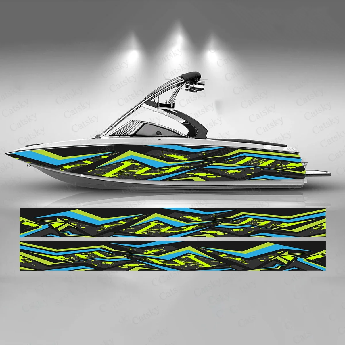 Hexagonal Colorful Dynamic Lines Beautiful Boat Sticker Vinyl Ship Pontoon Deck Boat Fishing Decorative Pontoon Boats Decal