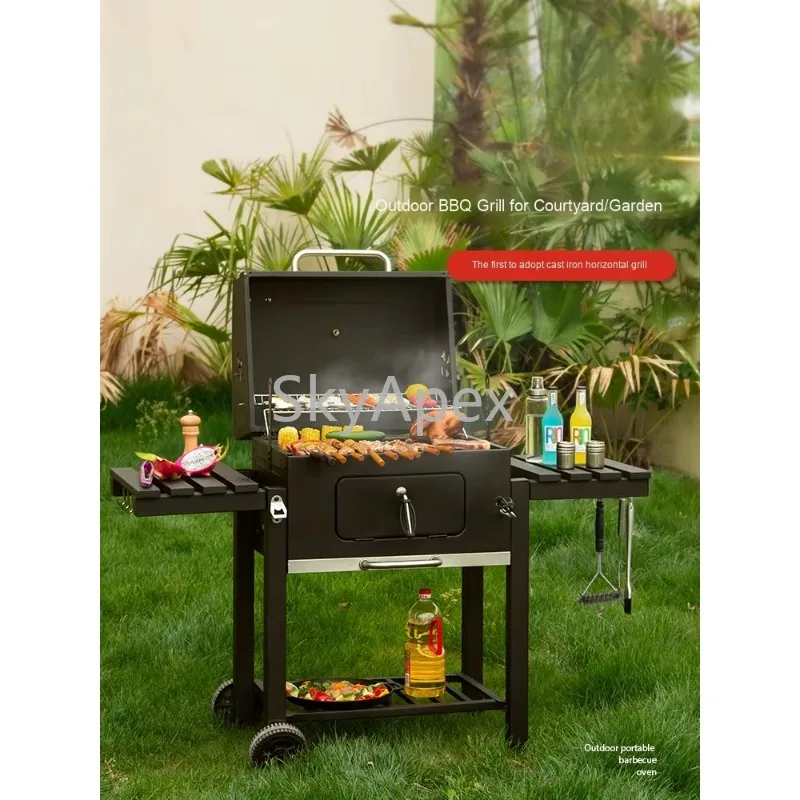 Modern American Style Large BBQ Grill Household Metal Charcoal Oven Quick Ignition  For  B&B  Courtyard  Outdoor  Party  Cooking