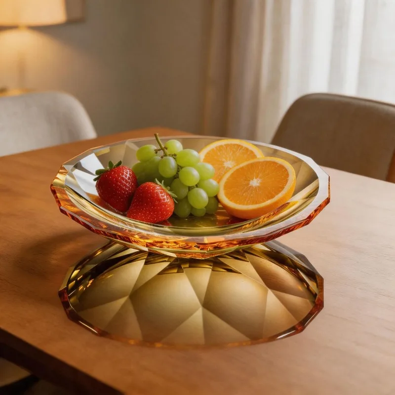 K9 crystal glass fruit plate, exquisite diamond surface high-end fruit plate, living room tea table snack candy refreshment 3