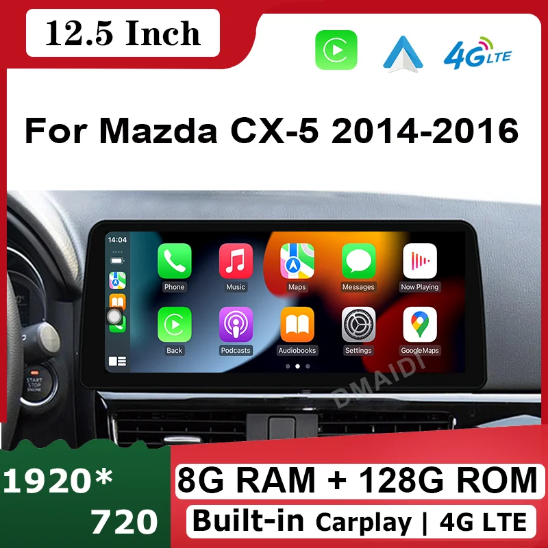 

Android 12 Car Multimedia Player 12.5inch GPS Navigation Stereo CarPlay WiFi 4G BT Touch Screen for Mazda CX-5 Car Accessories