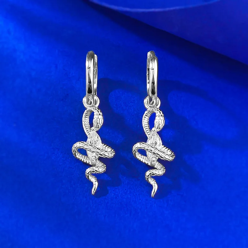 

2025 New S925 Silver Spirit Snake Wrapped Horse Eye Diamond Earrings Light Luxury Retro High End Earrings