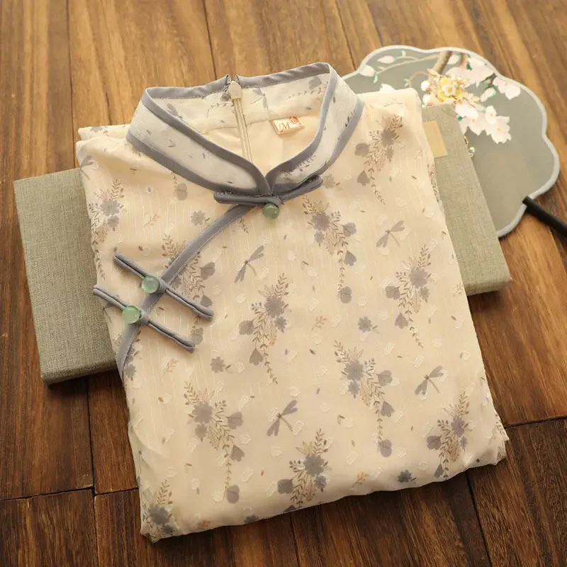 

Элегантное летнее китайское улучшенное женское платье Cheongsam, 2024, платье в китайском стиле в стиле ретро для девочек, современная одежда Qipao