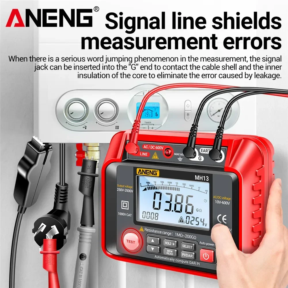 ANENG MH13 العزل Megohmmeter متر أوم جهاز قياس الجهد الكهربائي رقمي متعدد العزل المقاومة Megohmmeter أداة 2000 التهم