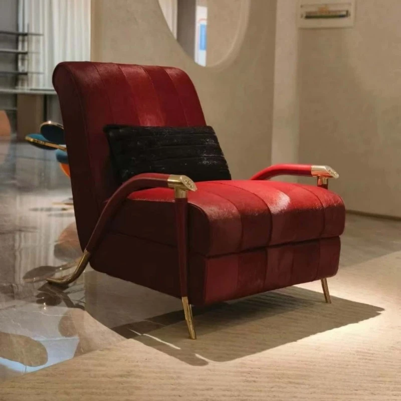 Modern sofa chair Large flat living room Leisure single chair Horse hair sofa chair