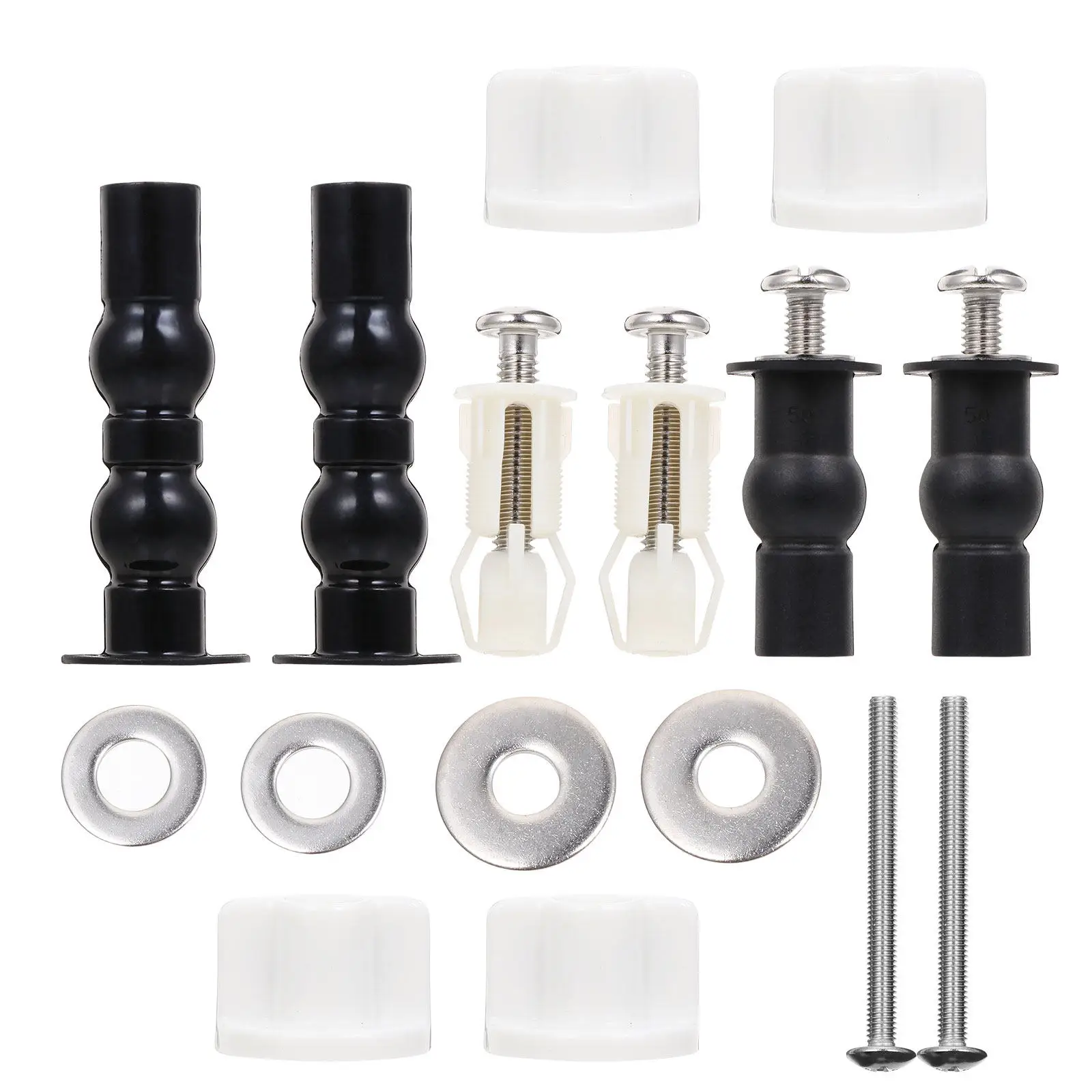 1Set Toilet Seat Replacement Screws with Anti Skid Stainless Steel Washers Expandable Rubber Bungs for Most Brands Universal