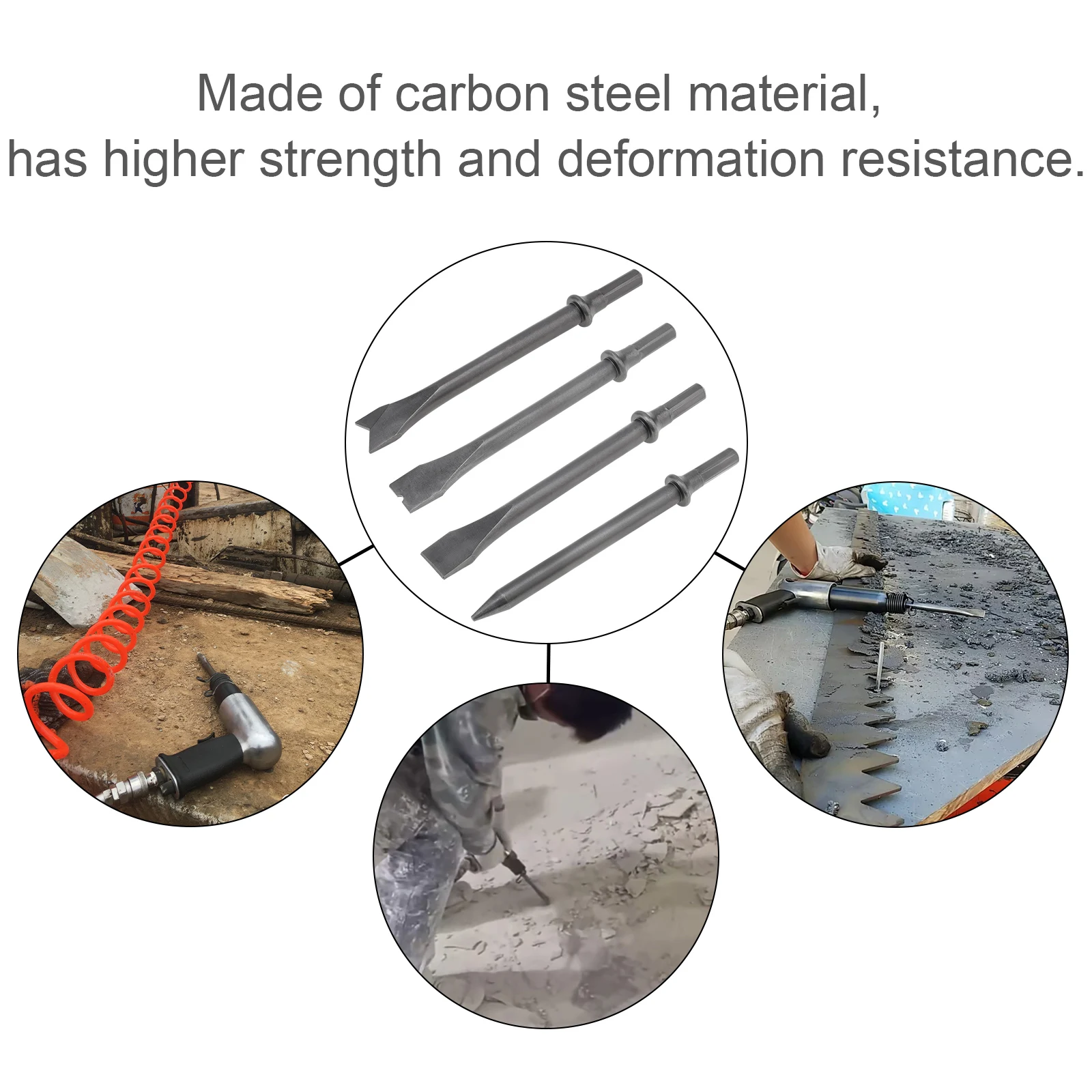 Air Hammer Chisel Hexagonal Shank Heavy Duty Air Impact Head for Rusting Removal/Cutting Pneumatic Rust Remover Air Chisel Set