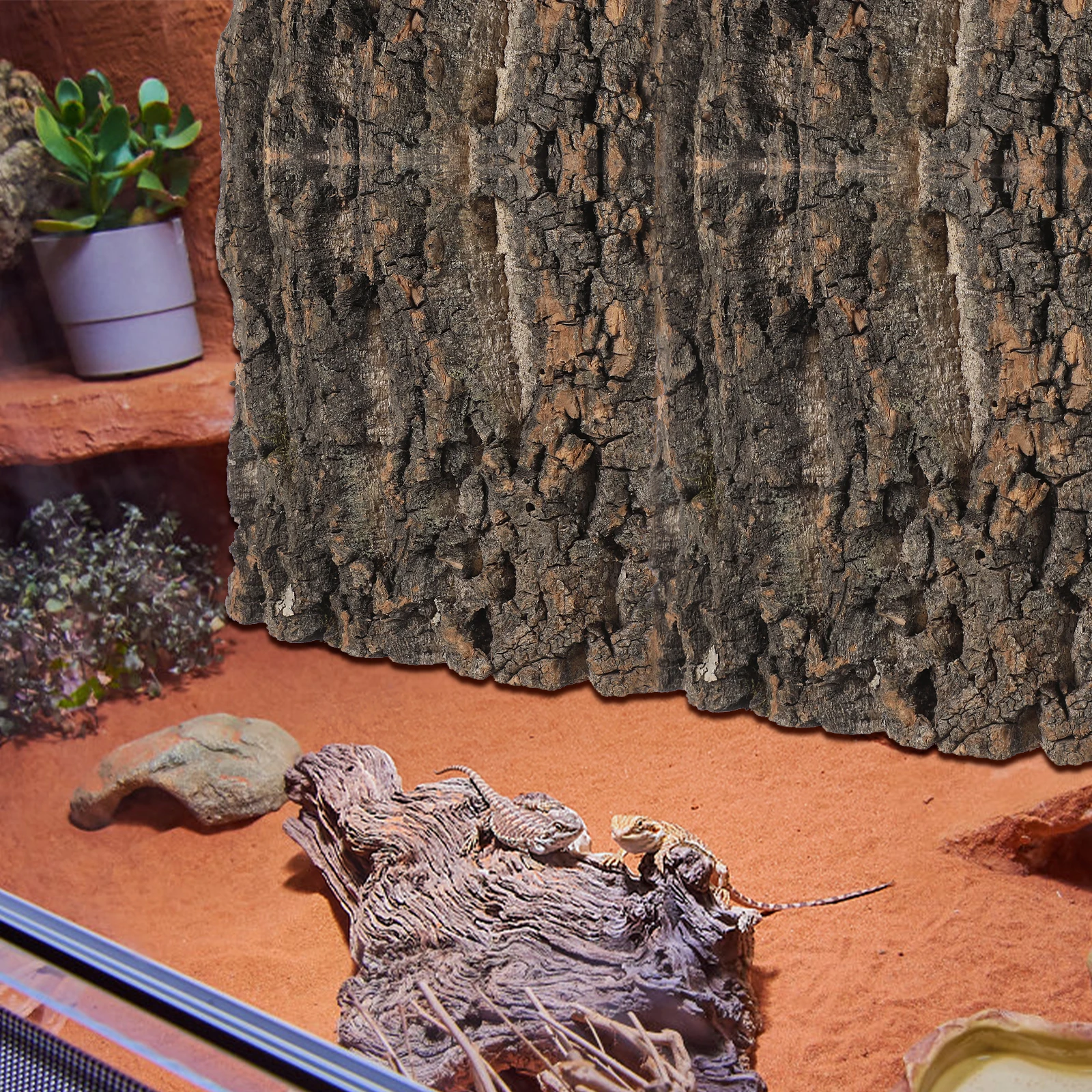 

4 Pcs Reptile Terrarium Background Fish Tank Decoration Decors Cork Bark Flat Natural Board