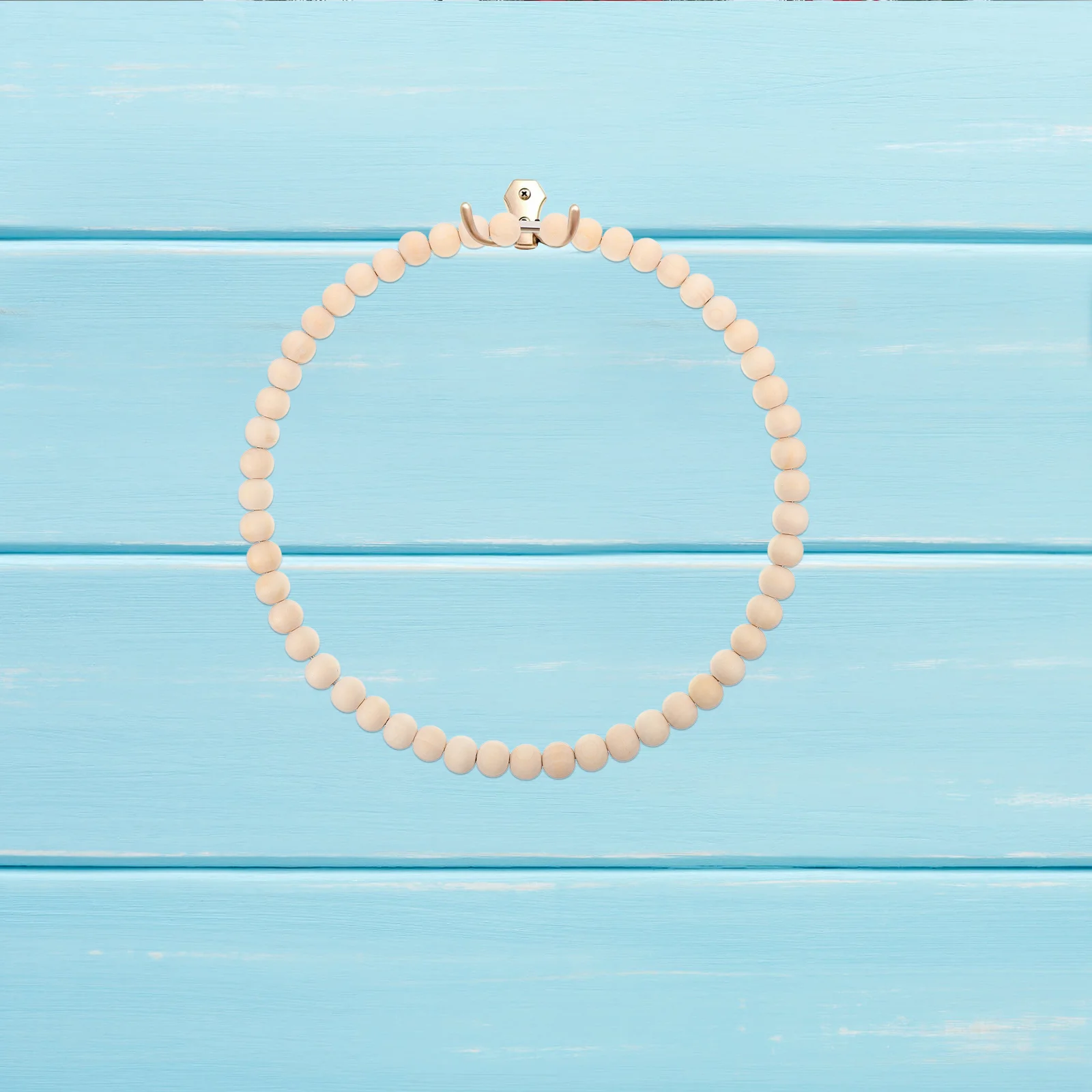 

2Pcs Beaded Wreath Rustic Wood Bead Circle Ornament Wedding Party Hanging Decor Wall Hanging Natural Style Decor