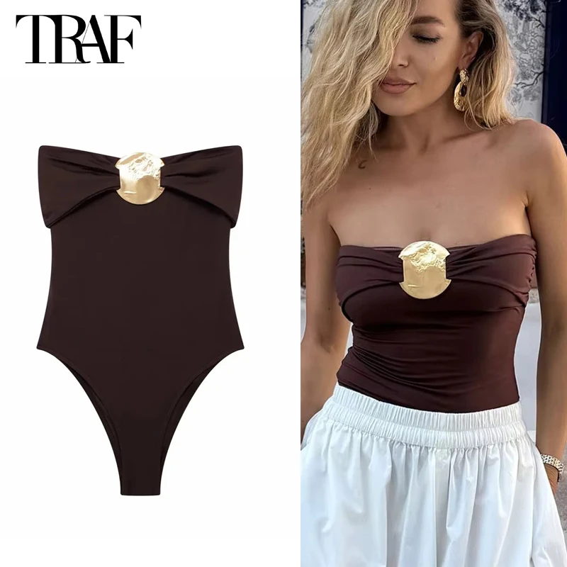 TRAF 2024 Extreme Bodysuit Women off Shoulder Sexy Bodys for Women Black Body One Pieces Sexy Outfits Lingerie Body Suits Woman