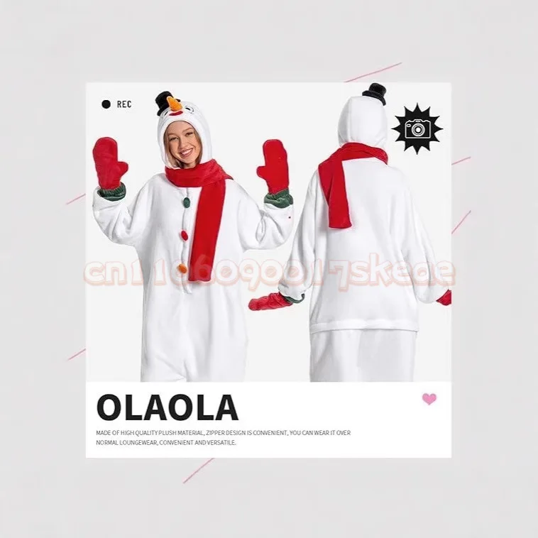 ชุดคริสต์มาสสำหรับผู้ใหญ่และเด็ก ชุดนอนผ้าพลัฌแบบครอบคลุมสำหรับพ่อแม่ลูก ลายซานตาคลอส กวางเรนเดียร์น่ารัก มนุษย์หิมะ ชุดคอสเพลย์ ชุดนอนผ้าอุ่นสำหรับใส่ที่บ้าน