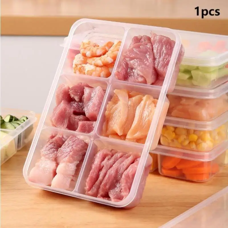 

Food Storage Container 6 Grids Vegetable Fruit Fresh-keeping Box for Refrigerator Kitchen Meat Onion Ginger Seasoning Storage