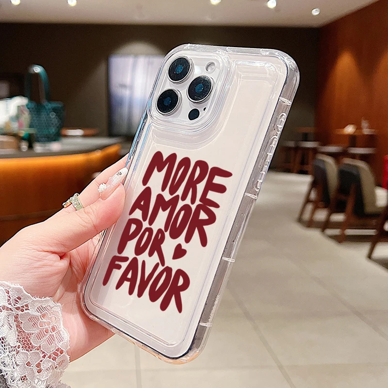 "More Love" Soft Silicone Phone Case for iPhone 17 16 15 Pro Max 16E 14 13 12 11 Air XS X XR 7 8 Plus SE2 Clear Couples Cover - náhled 3