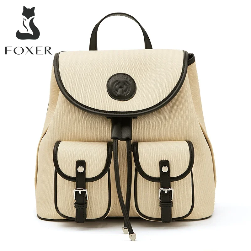 

FOXER Fashion Women Soft PU Leather Backpack Large Capacity Bussiness School Bags Fashion Travel Backpack Lady Portable Rucksack