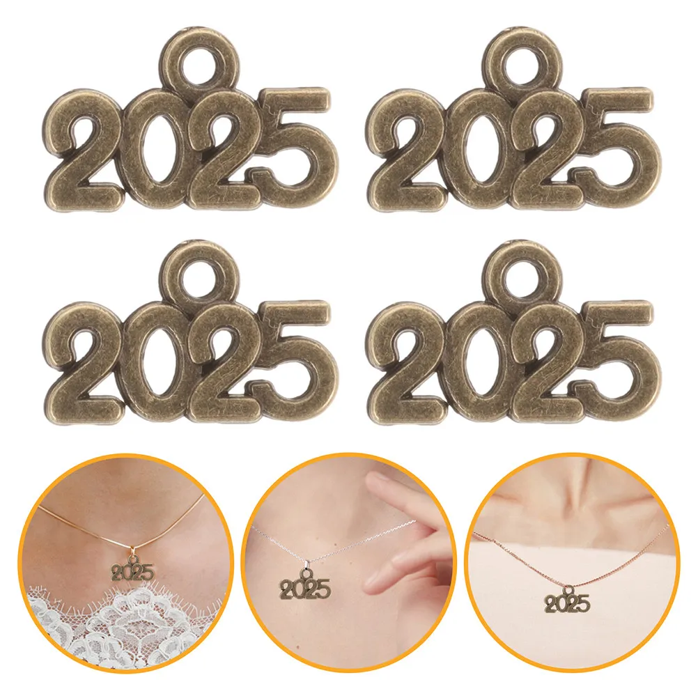50Pcs Zinc Alloy 2025 Number Charms for Jewelry Making DIY Pendant Accessories Year Charm Craft Decorative Elements