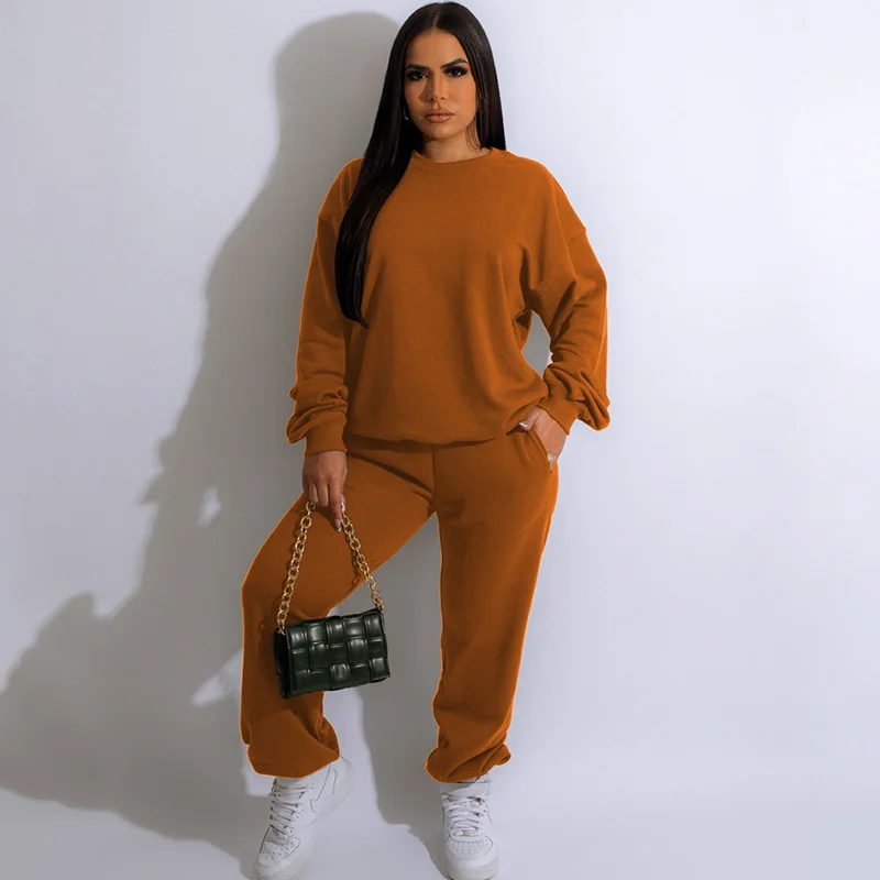 

Autumn Winter Women Two Piece Outfits 2023 Clothes for Women Long Sleeve O-neck Top and Pocket Pant Sets Sporty Fitness Outfits