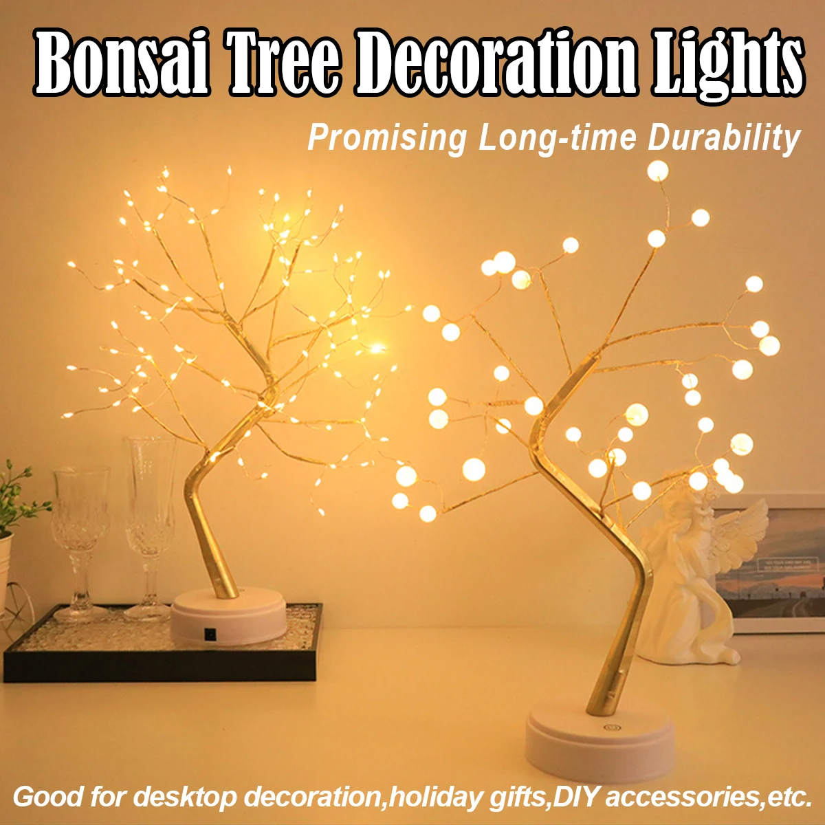 36/72/108 Bonsai Tree Led Lamp Gift Tabletop Diy Bedroom Wire Home Touch Party Battery Switch Nightlights Decorative Night Birch