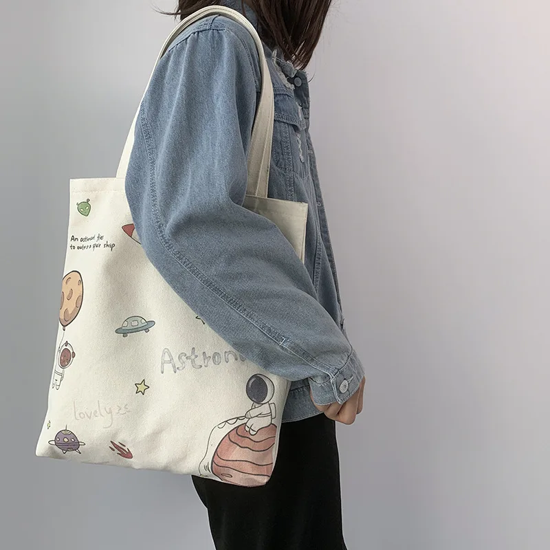 Borsa a tracolla in tela nuova tendenza stampa di animazione in stile coreano stile Preppy Shopping per il tempo libero borse e borsette da viaggio per tutti i fiammiferi