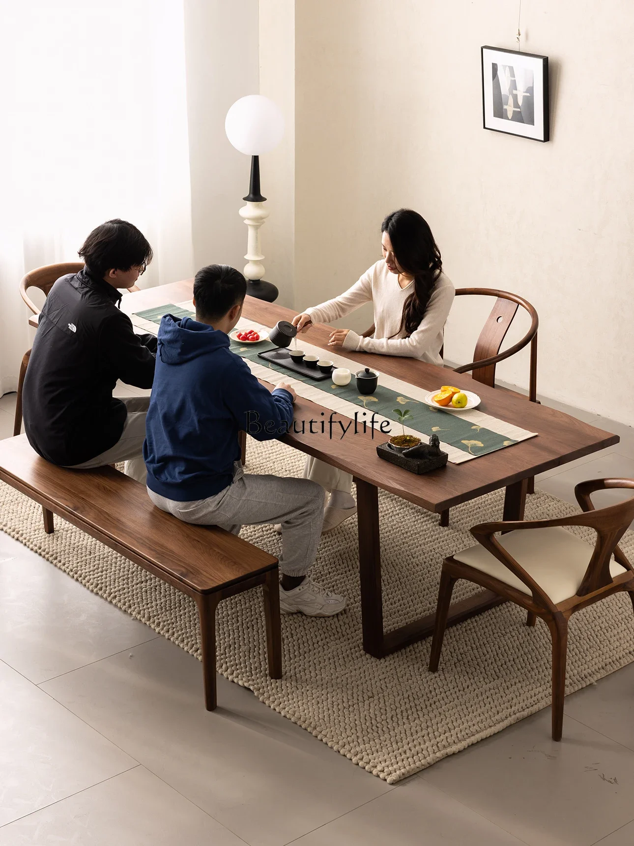 

FG10*North American black walnut all solid wood dining table rectangular pure solid wood large board table