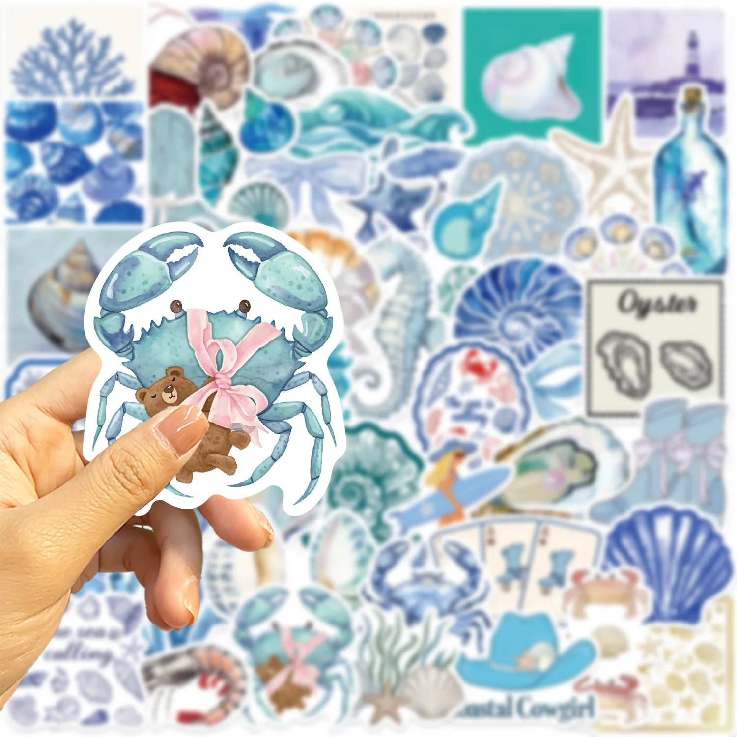 

50PCS Aesthetic Blue Ocean Ins Style Cartoon Stickers DIY Decoration For Notebook Skateboard Phone Fridge Bike Wall Decals Gifts