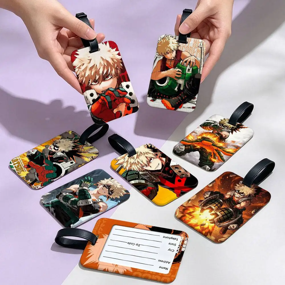 My H-Hero Academia B-Bakugo Katsuk Anti lost Name Label PVC Luggage Tag Information Card Holder For Travelers Daily Outdoor Use