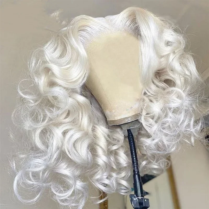 13X4 HD White Lace Front Wigs Short Wavy Glueless Wigs Pre Plucked Short Bob Body Wave Synthetic And Blend Lace Wigs For Women
