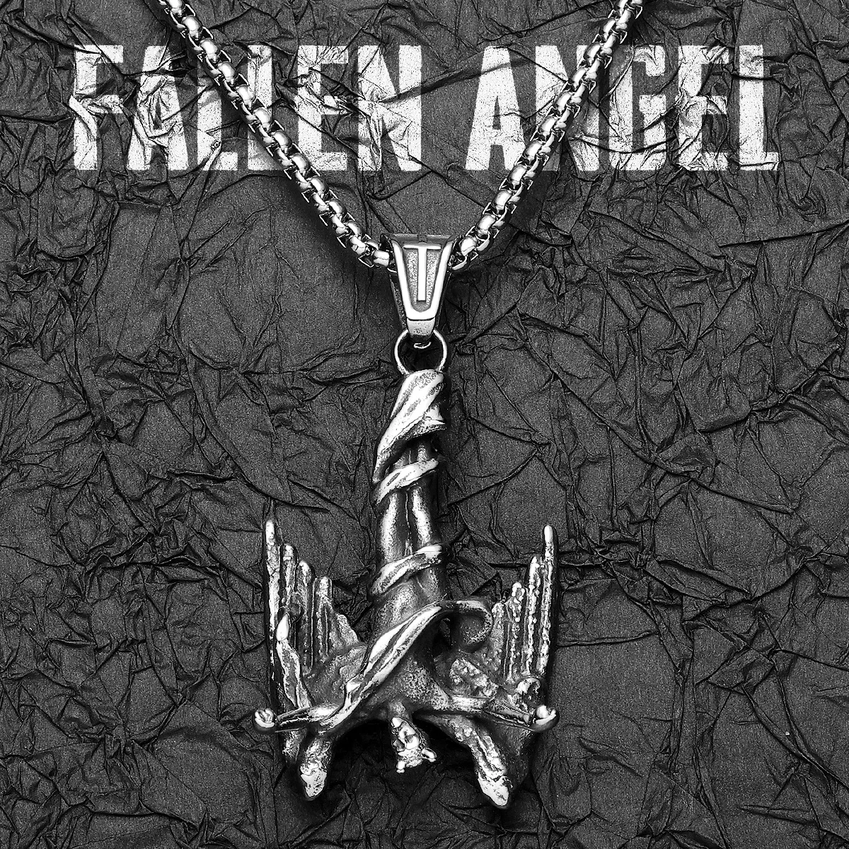 Retro Fallen Angel Stainless Steel Men Necklaces Pendant Chain Punk For Women Fashion Jewelry Gifts Wholesale Dropshiping
