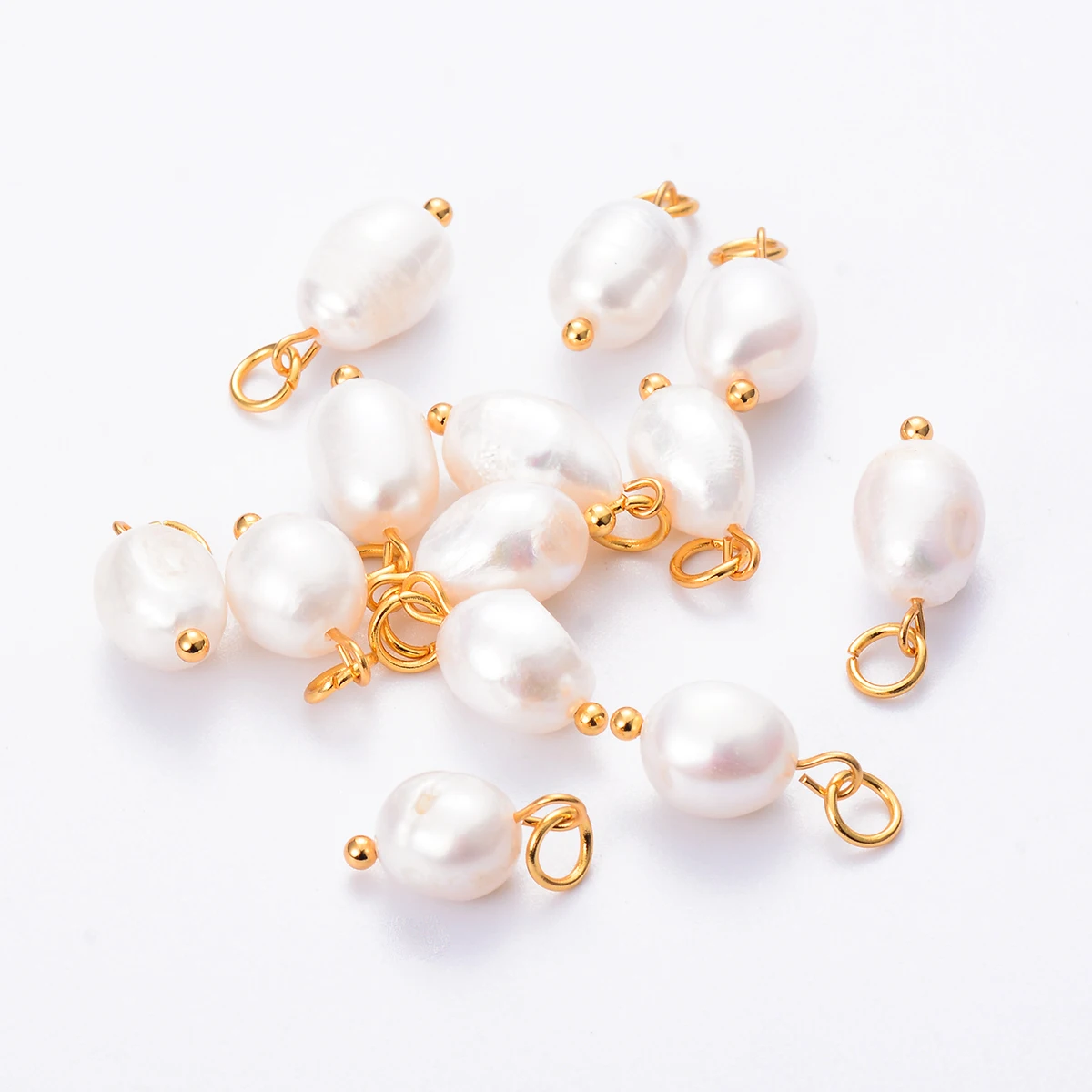 20Pcs Natural Pearl ลูกปัด Crimp End ลูกปัด Charms จี้สำหรับเครื่องประดับ DIY สร้อยข้อมือต่างหูผลการค้นหาอุปกรณ์เสริม Dropship